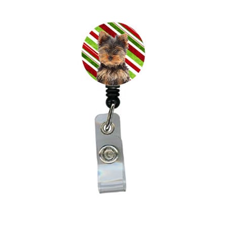 Teacher&Aposs Aid Candy Cane Holiday Christmas Yorkie Puppy And Yorkshire Terrier Retractable Badge Reel TE2919730